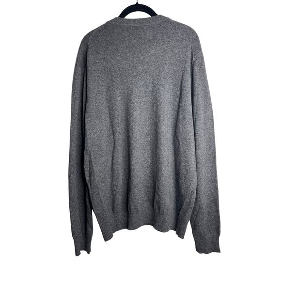 1-32 QI CASHMERE Men's Sweater V-Neck Charcoal-Gray 2XL - Picture 2 of 10